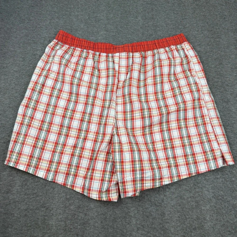 Jockey Woven Boxers‎ Mens Large Red White Plaid Cotton Button Fly Underwear